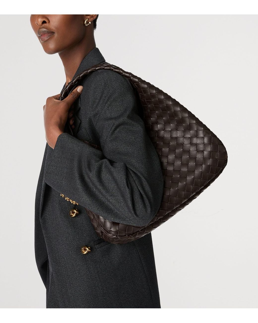 Bottega Veneta Black Medium Leather Campana Shoulder Bag