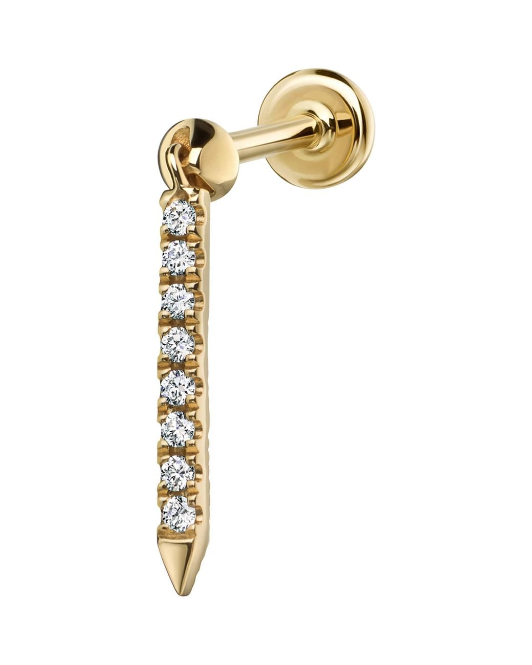 Maria Tash Metallic Diamond Eternity Bar Charm Threaded Stud Earring