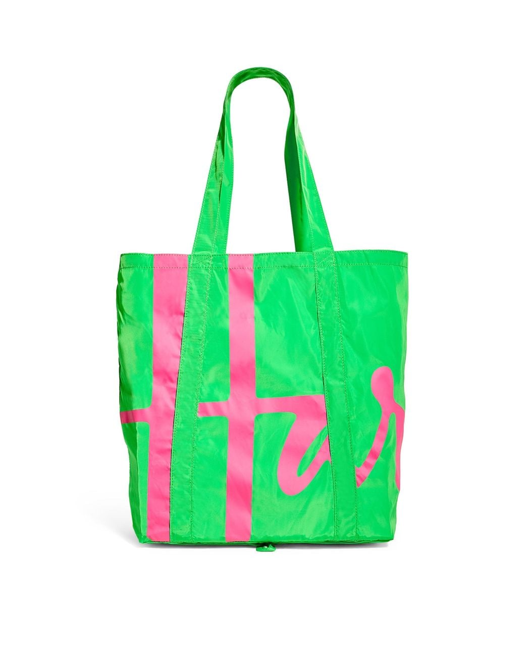 Harrods Green Logo Pocket Shopper Bag