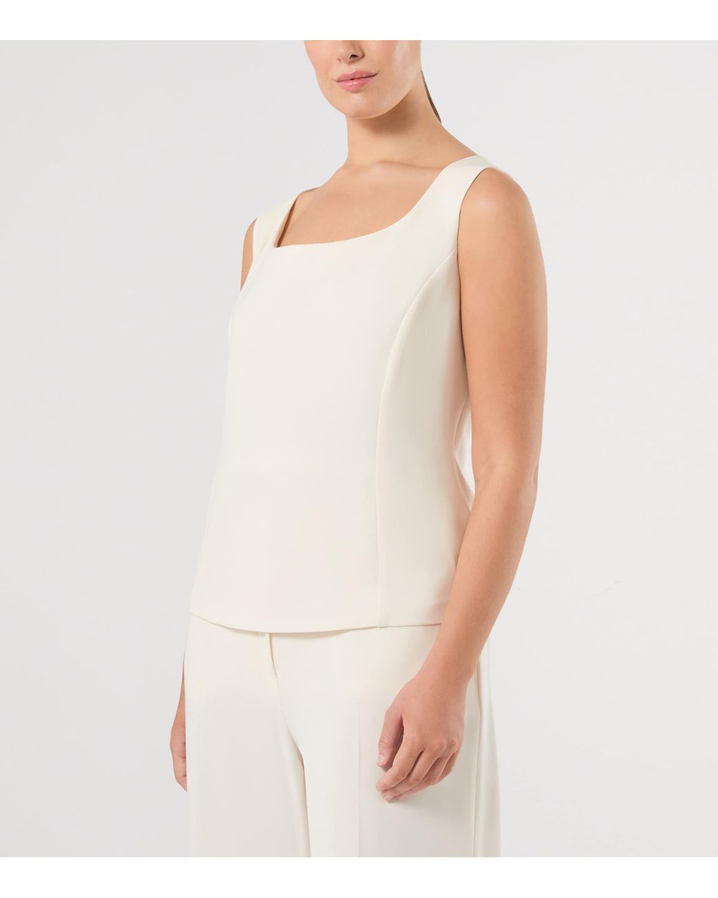 Marina Rinaldi Natural Scoop-Neck Waistcoat Top