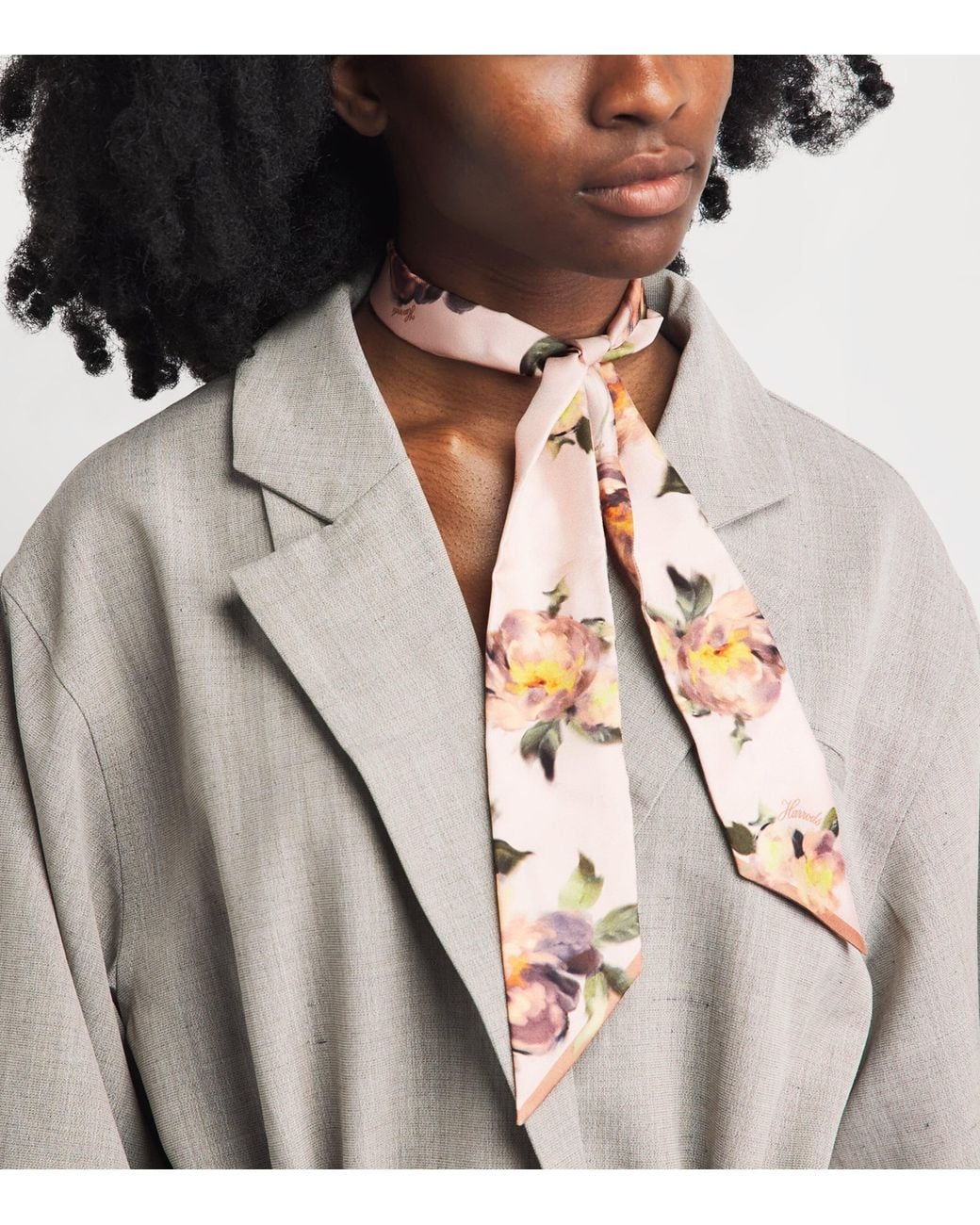 Harrods Pink Silk Floral Scarf