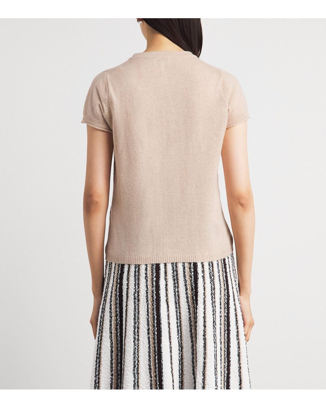 ME+EM Natural Cashmere Short-Sleeve Cardigan