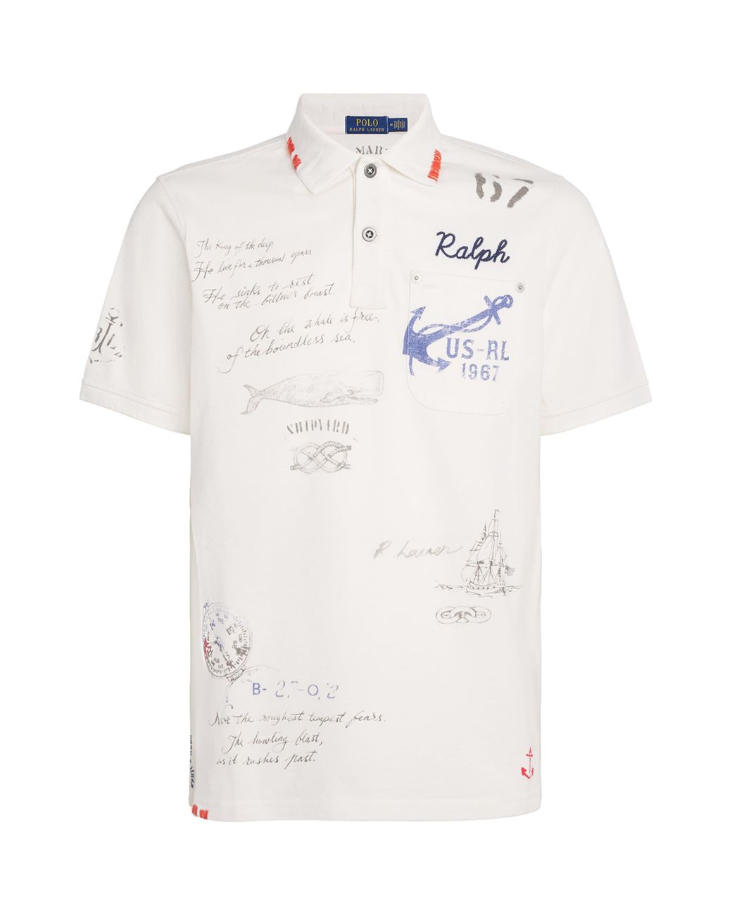 Polo Ralph Lauren Cotton Marine Print Polo Shirt in White for Men | Lyst