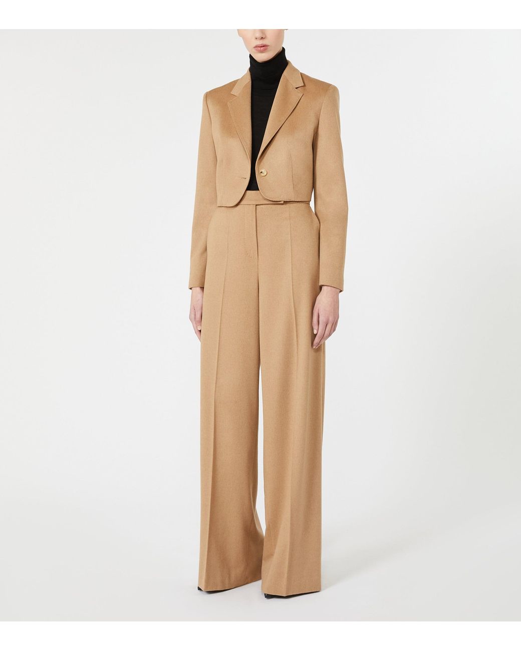 Max Mara Natural Wool Wide-Leg Trousers