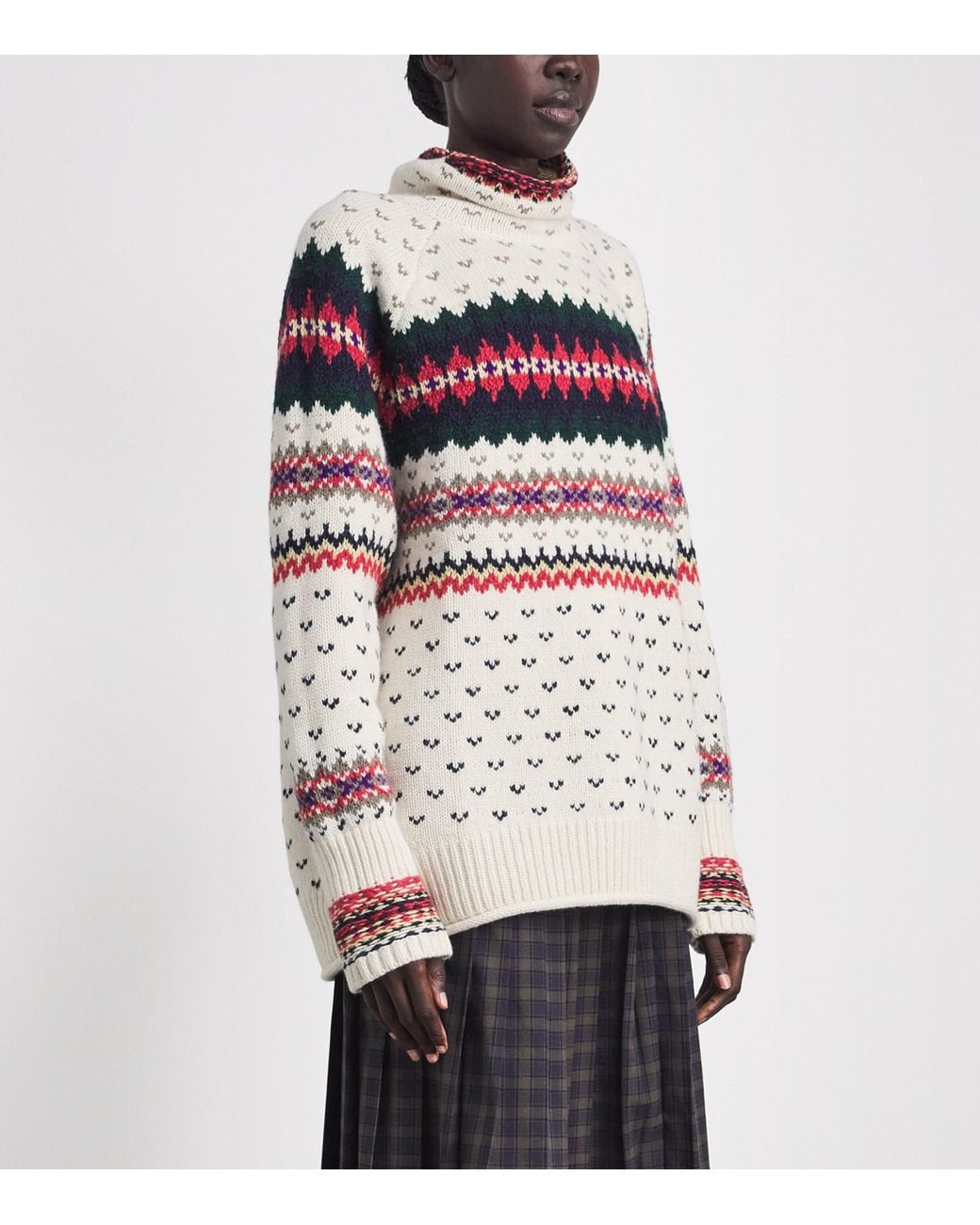 Polo Ralph Lauren White Wool-Blend Fair Isle Sweater