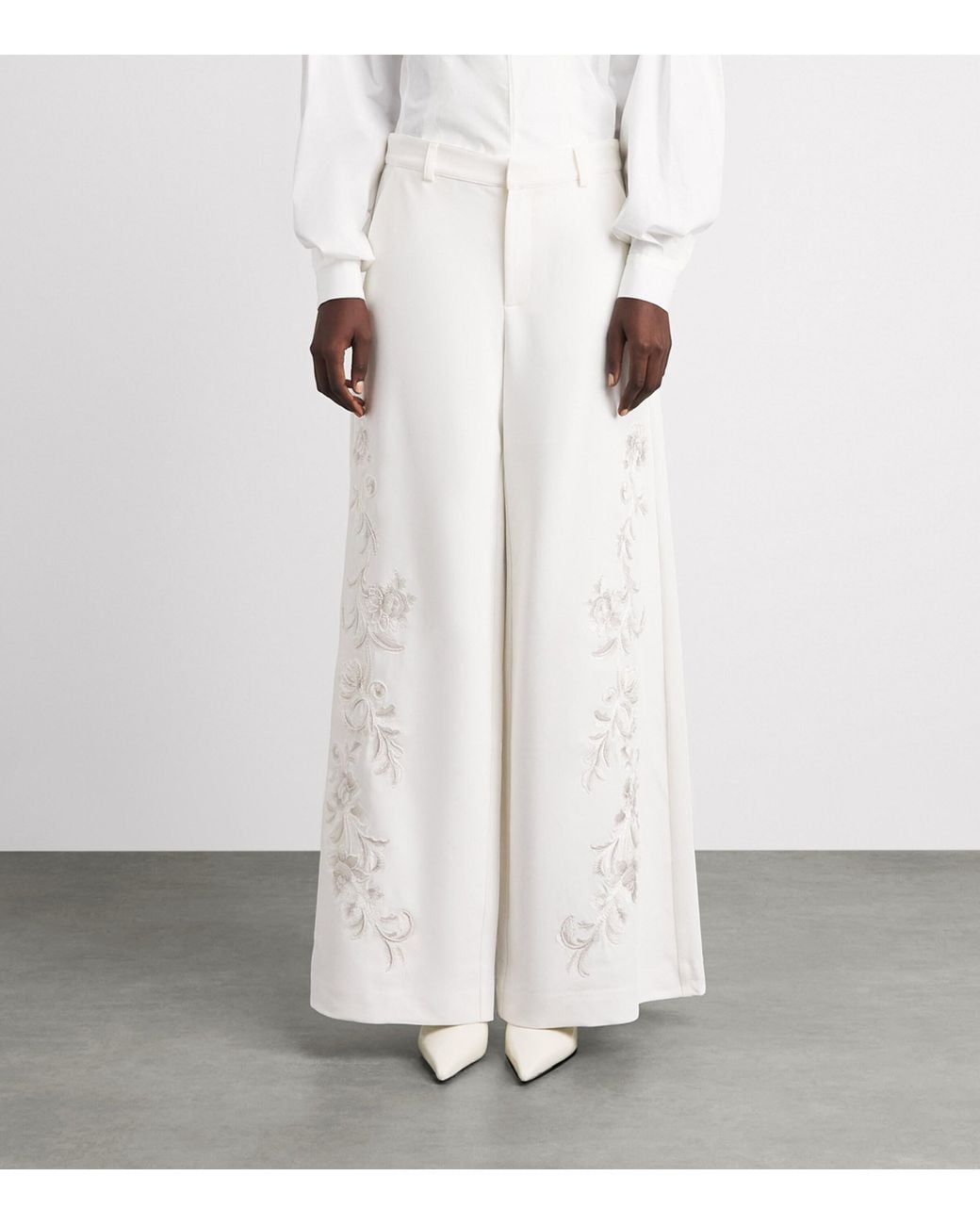 Cinq À Sept White Rococo Embroidered Roxane Trousers