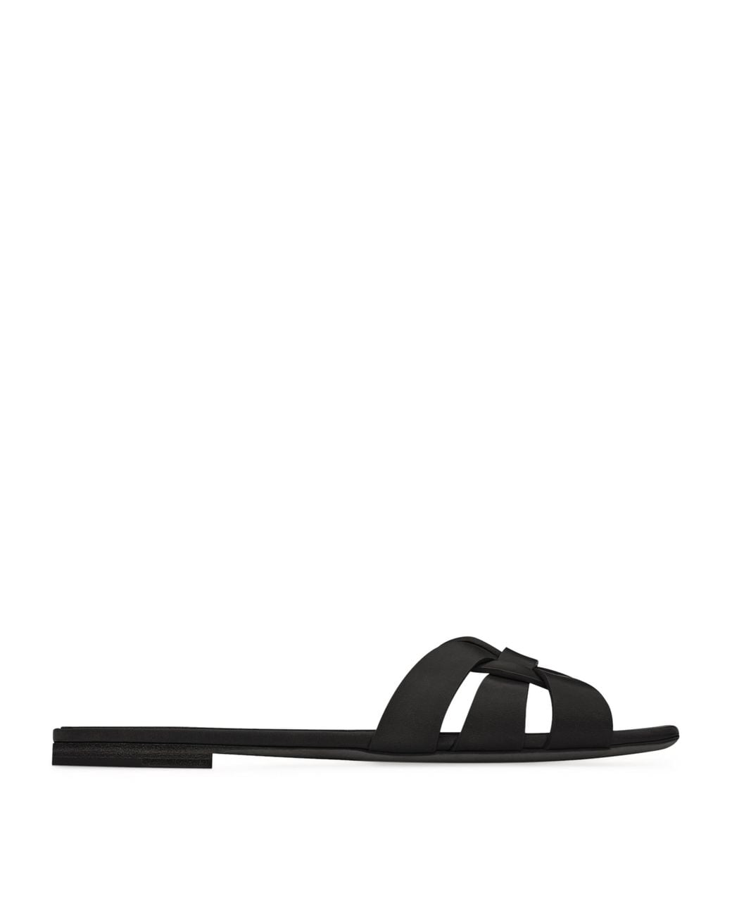 Saint Laurent Black Leather Tribute Sandals