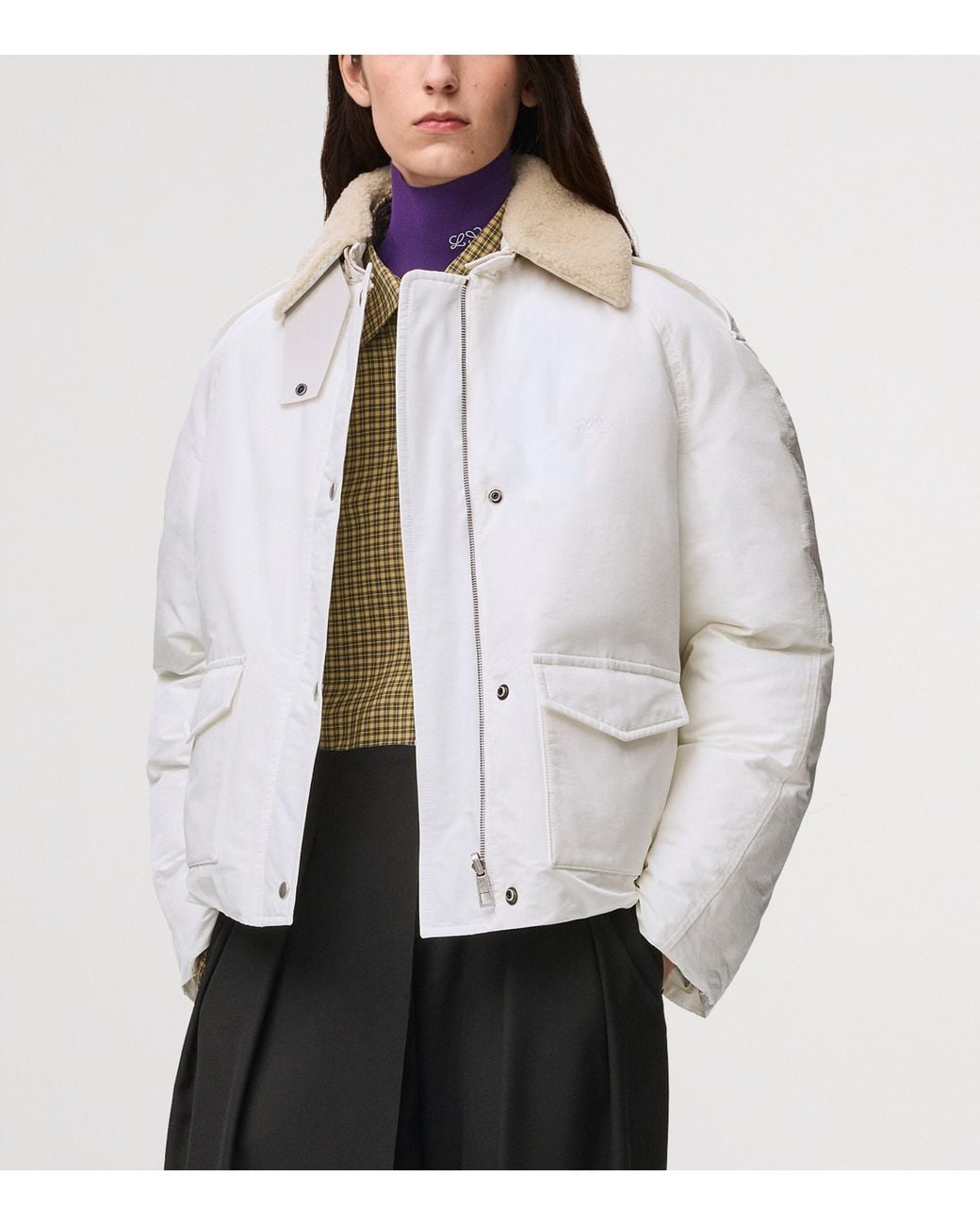 Loewe White Shearling-Collar Field Jacket