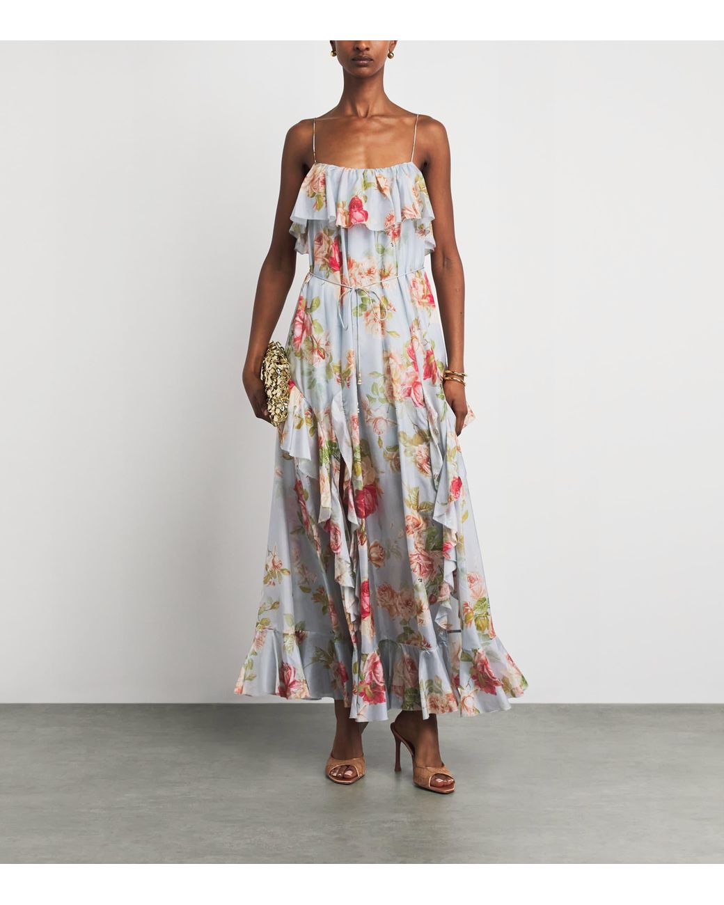 Zimmermann White Silk Floral Roselight Midi Dress
