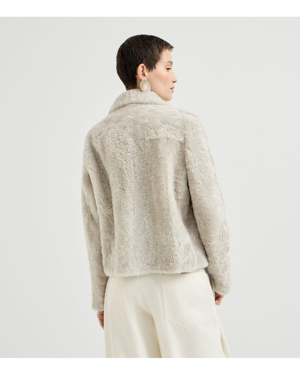 Brunello Cucinelli Natural Shearling Double-Breasted Jacket