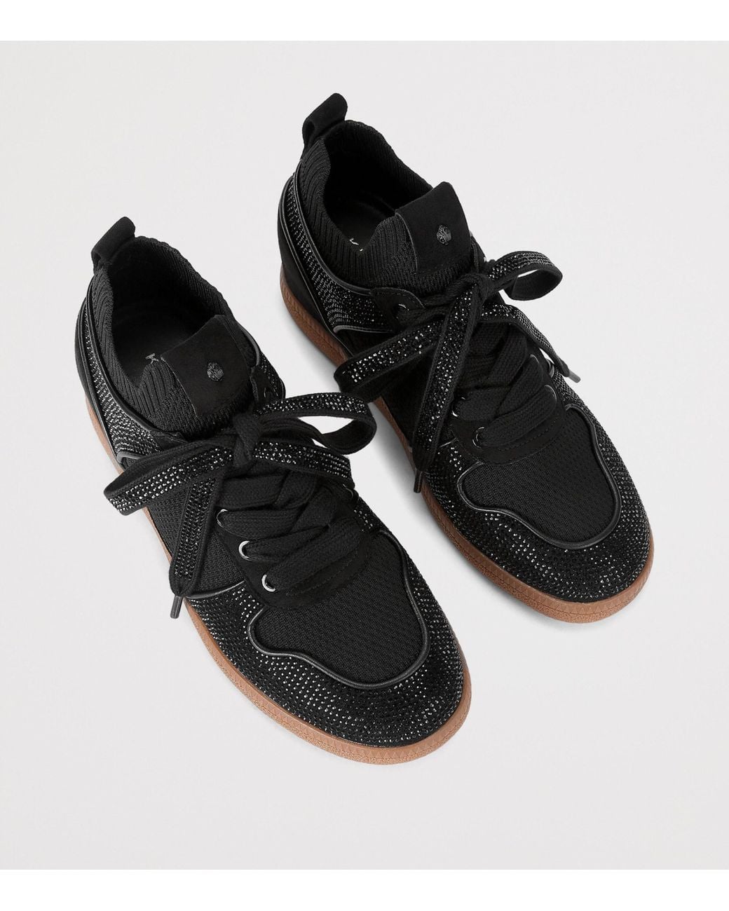 Kurt Geiger Black Knitted Crystal-Embellished Poplar Sneakers