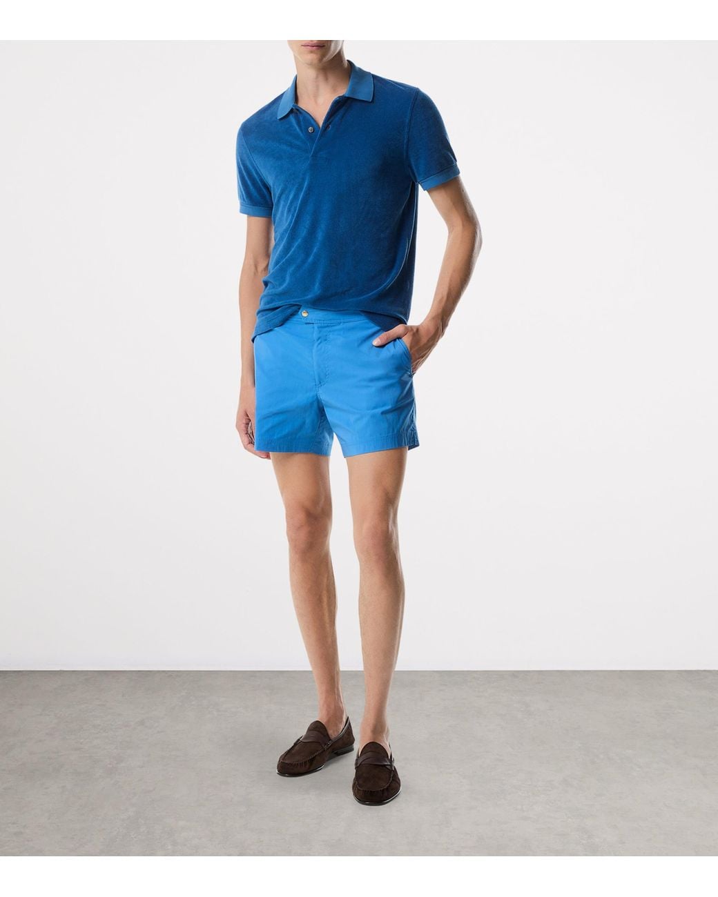 Tom Ford Blue Poplin Swim Shorts for men