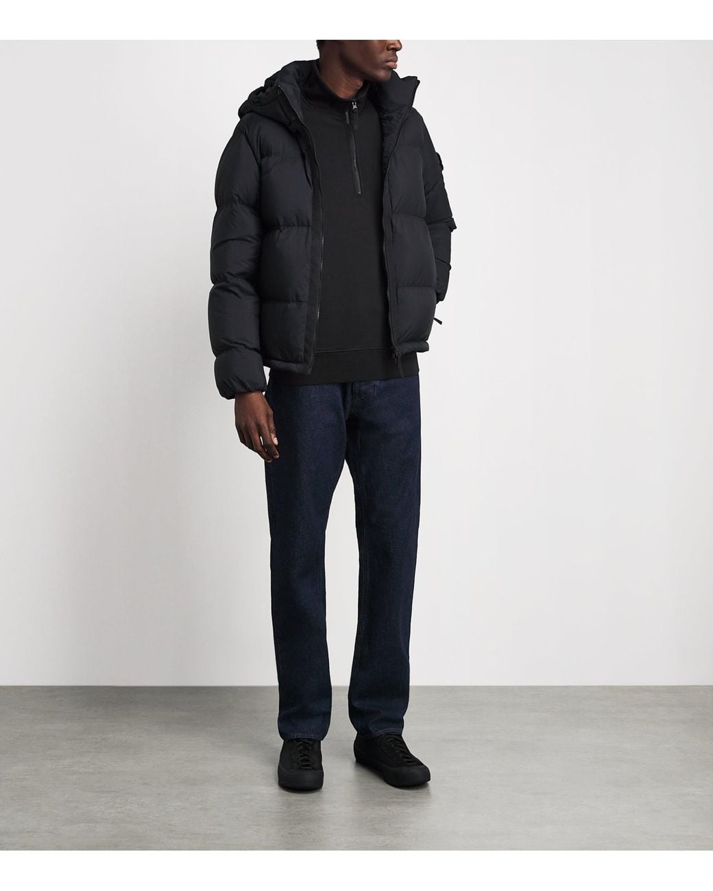 Stone Island Black Cotton Half-Zip Sweatshirt for men