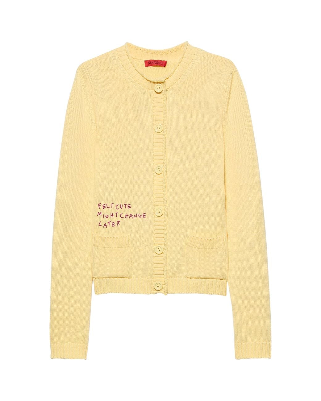 MAX&Co. Yellow Embroidered Cardigan