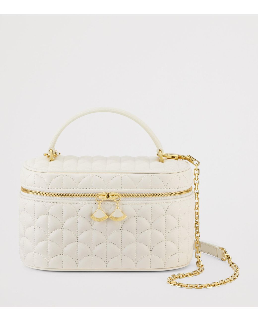 BVLGARI White Leather Divas Dream Vanity Case Bag