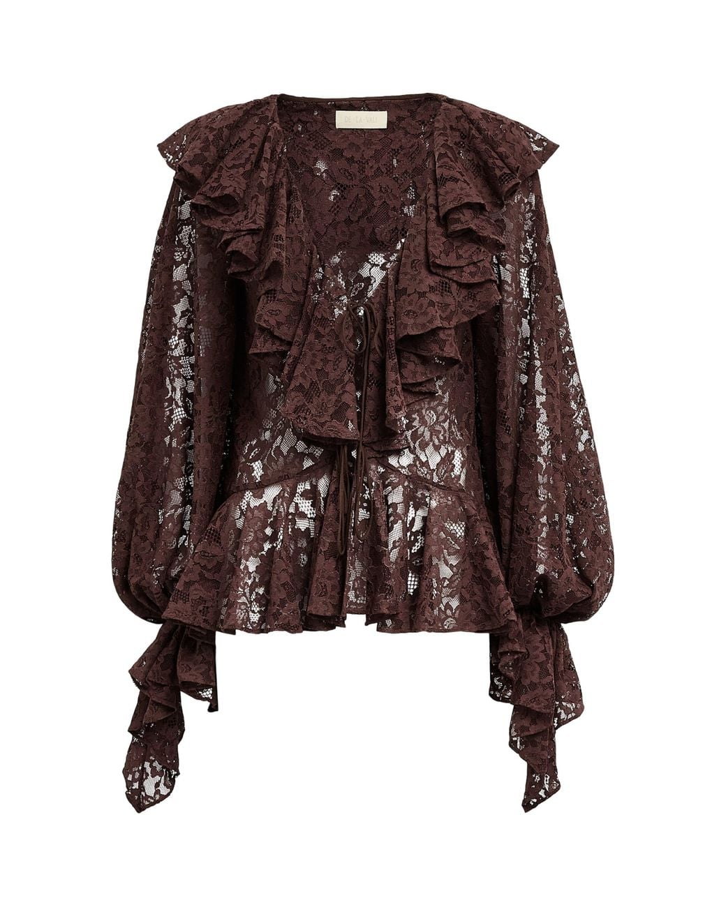 De La Vali Brown Lace Mija Blouse