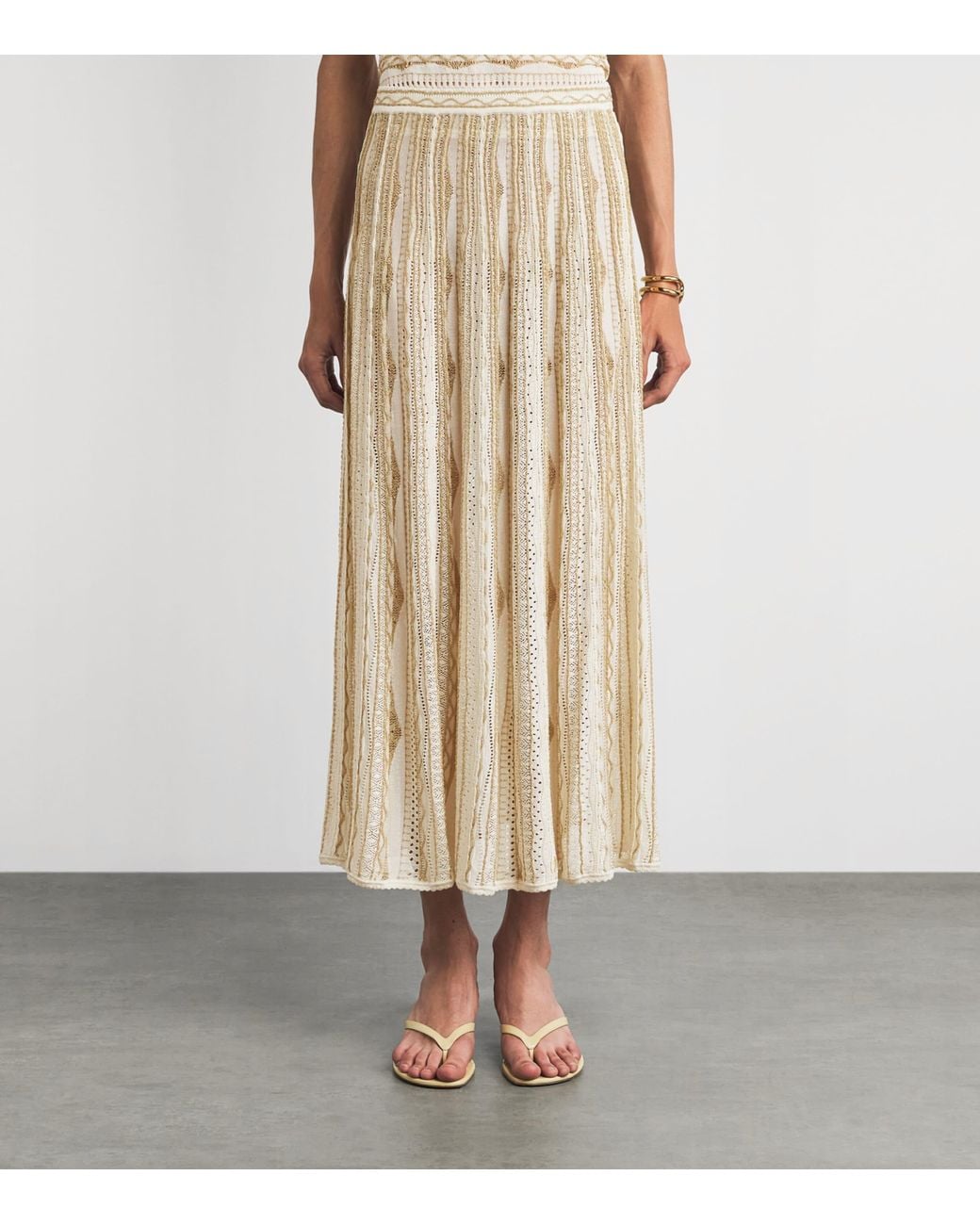 Ulla Johnson Natural Knitted Clio Midi Skirt