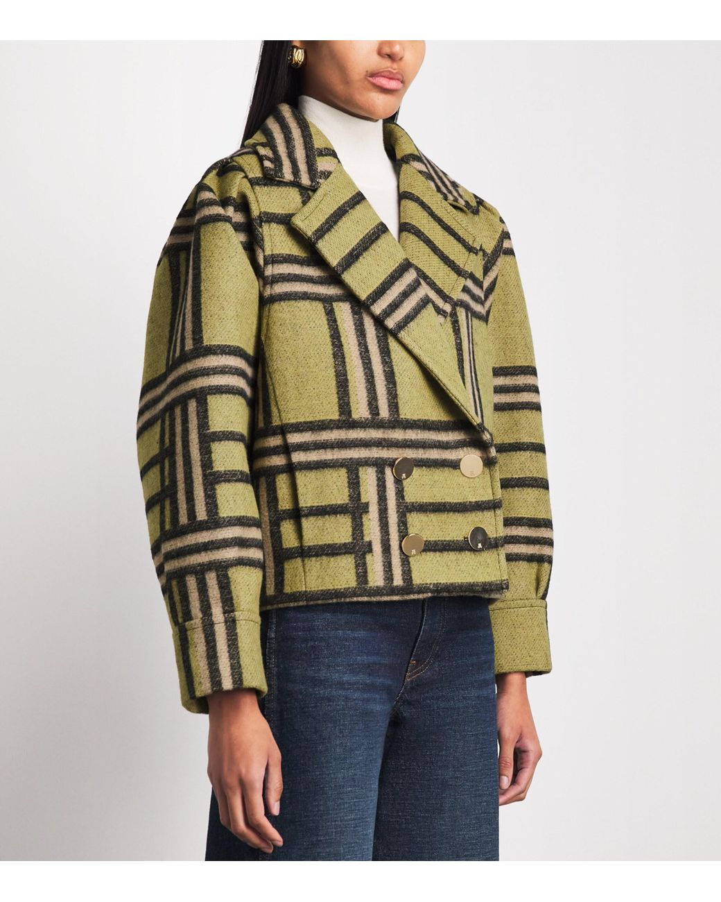 LaDoubleJ Green Virgin Wool Check Victoria Coat