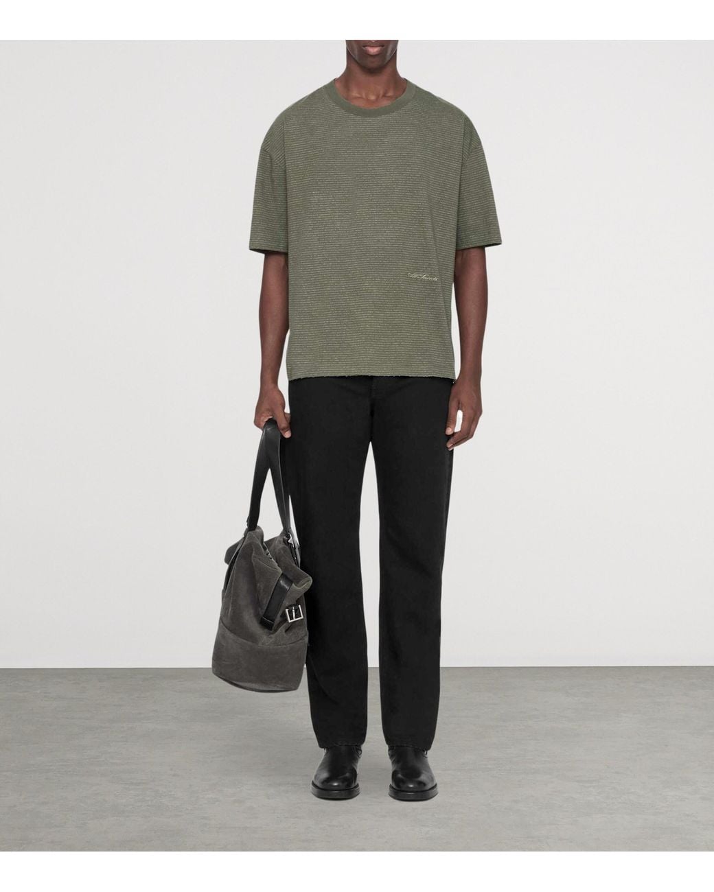 AllSaints Green Axel Crew-Neck T-Shirt for men