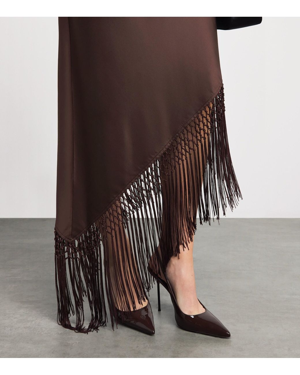 Alice + Olivia Brown Fringed Harmony Midi Dress