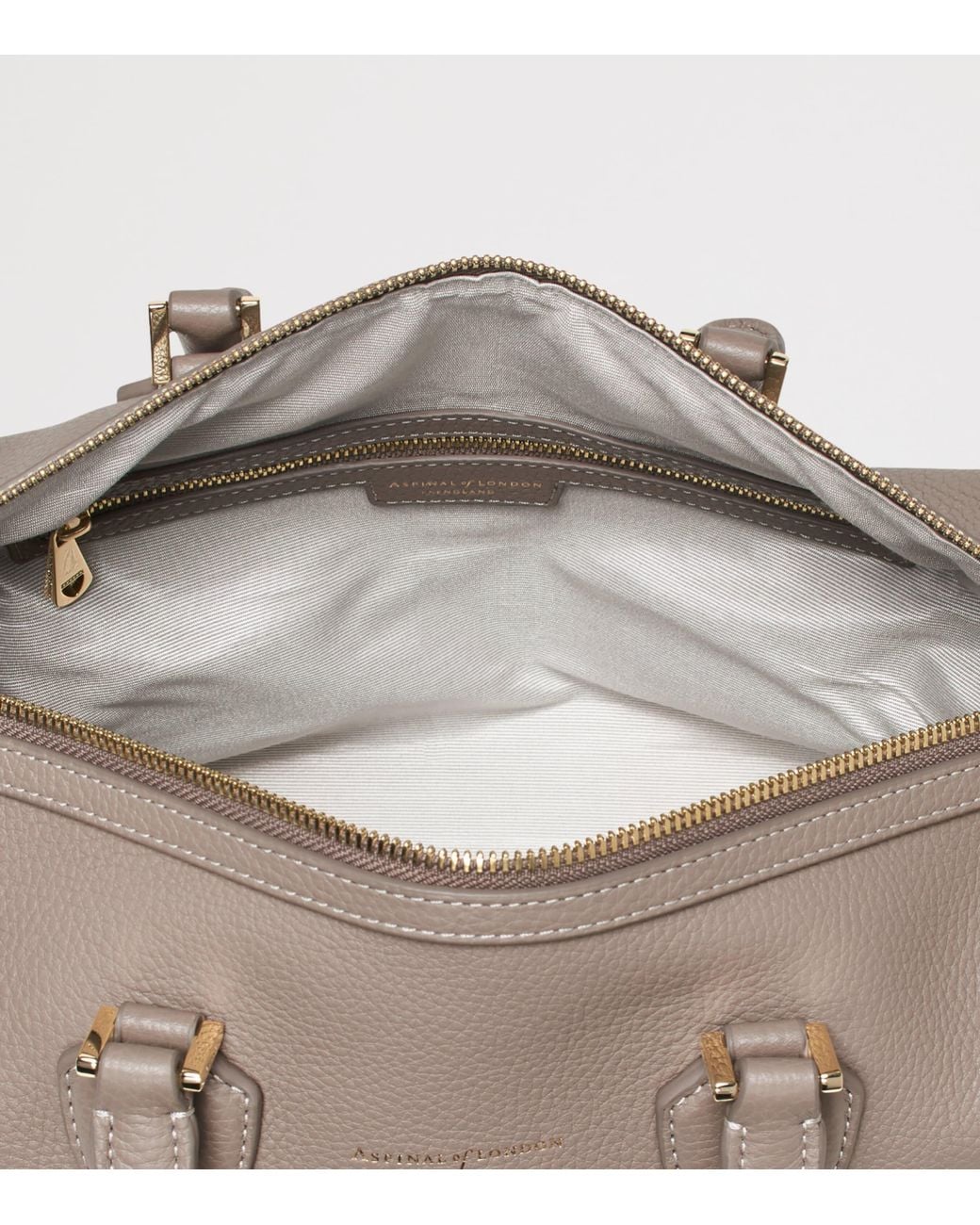 Aspinal Gray Leather Midi The Hudson Bowling Bag