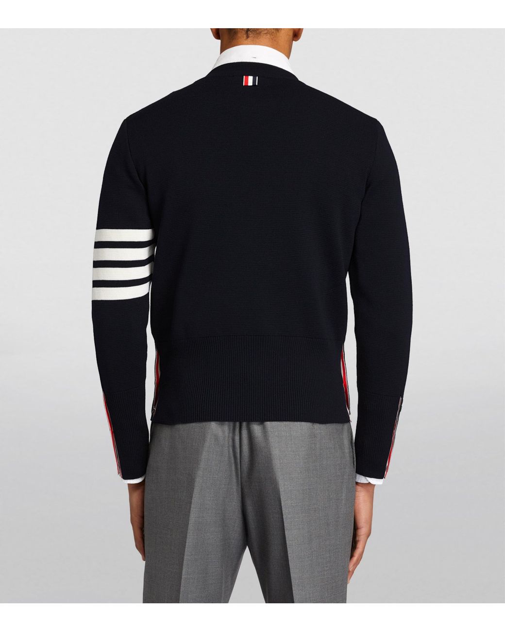 Thom Browne Blue Merino Wool -Bar Sweater for men