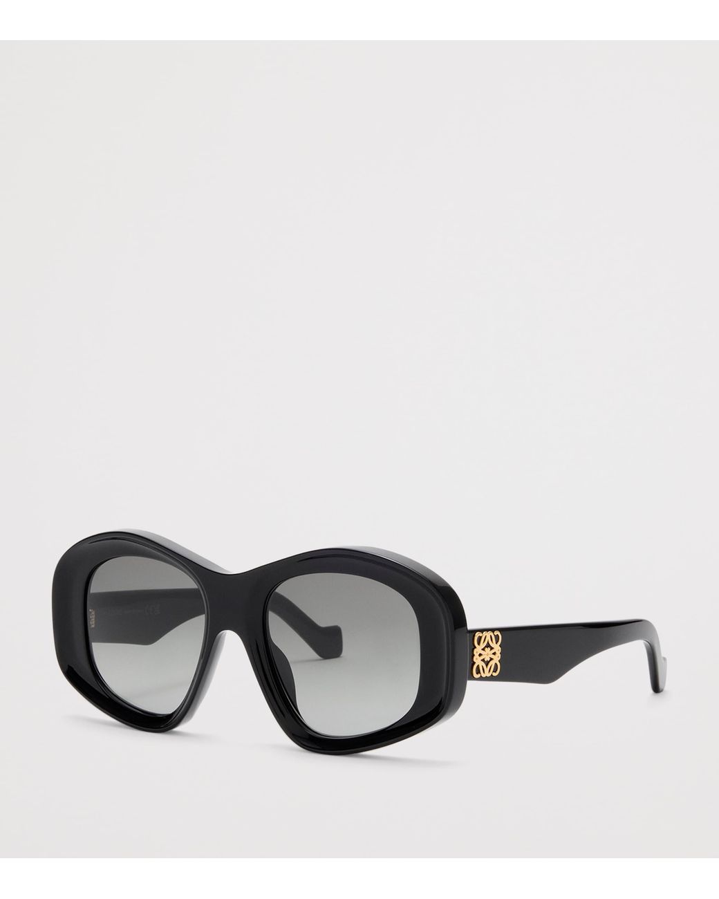 Loewe Black Acetate Pentagon Bevelled Sunglasses