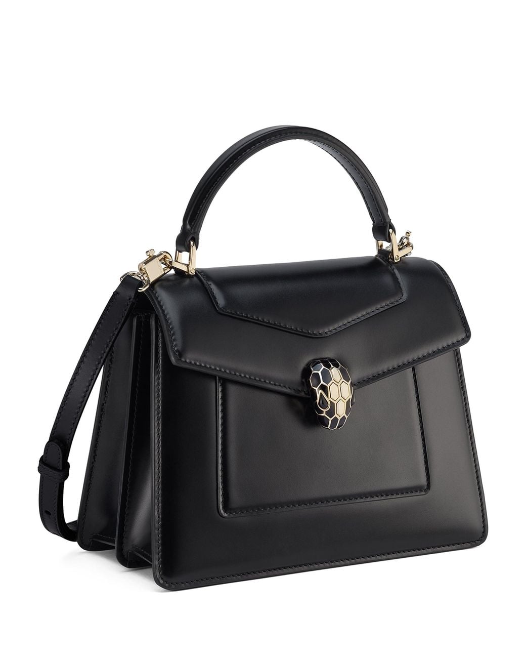 BVLGARI Black Leather Serpenti Forever Top-Handle Bag