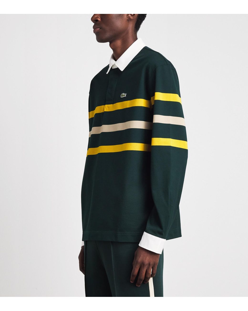 Lacoste Blue Cotton Stripe Rugby Polo Shirt for men