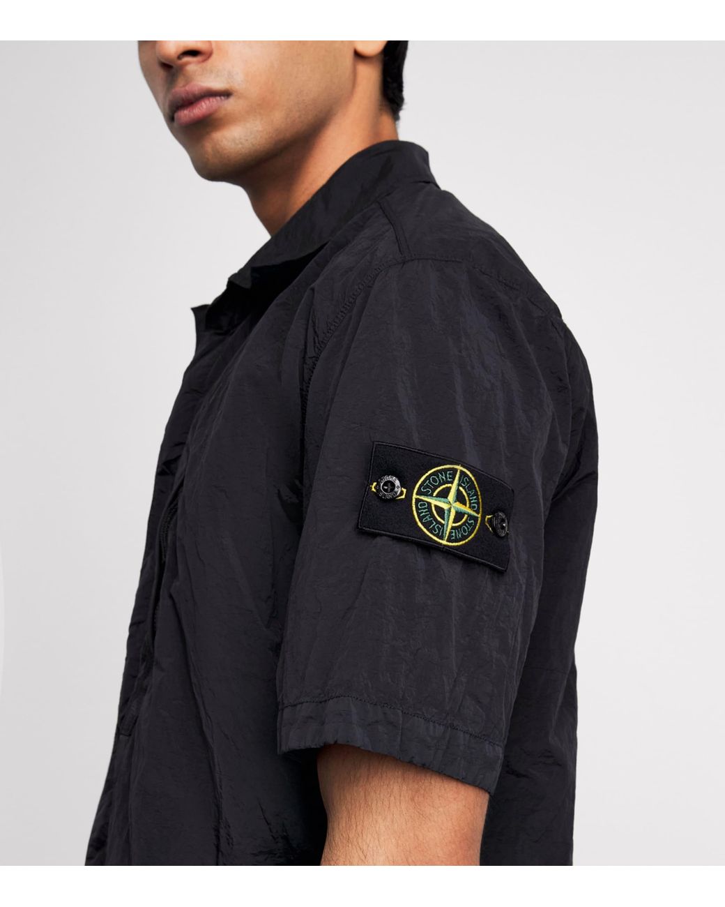 Stone Island Black Nylon Zip-Up T-Shirt for men