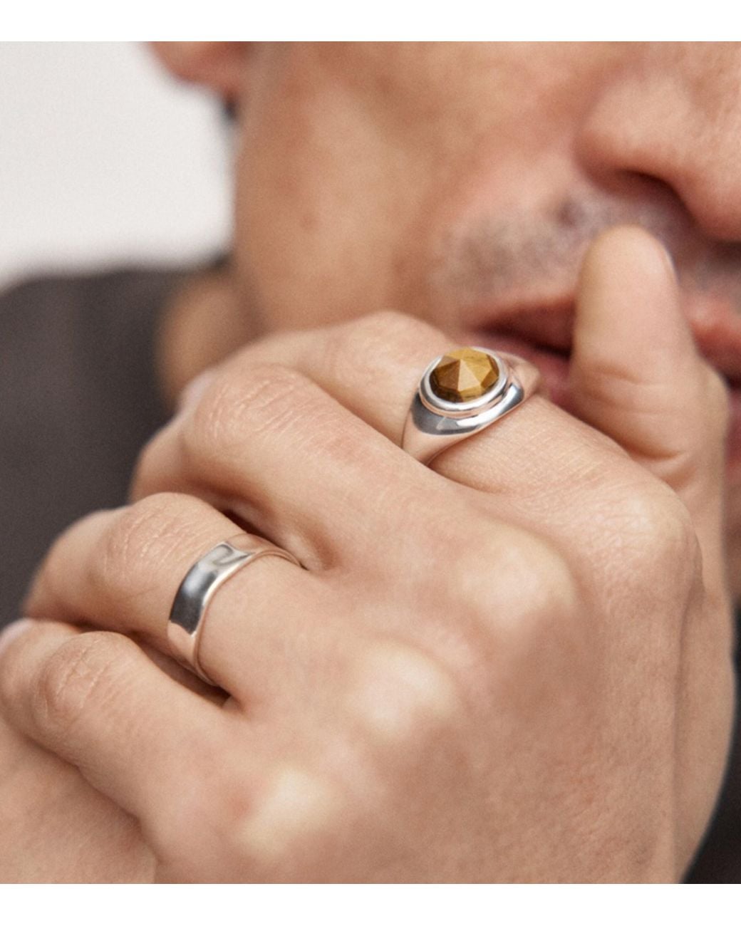 Monica Vinader Metallic Sterling And Tiger's Eye Eclipse Ring for men