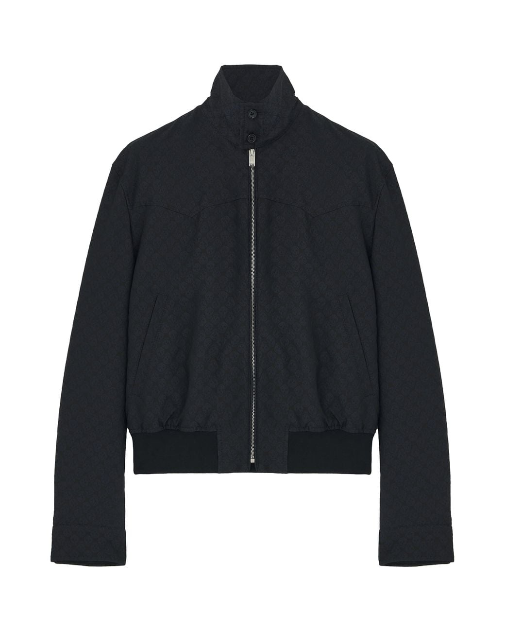 Alexander McQueen Blue Skull-Print Cropped Harrington Jacket for men