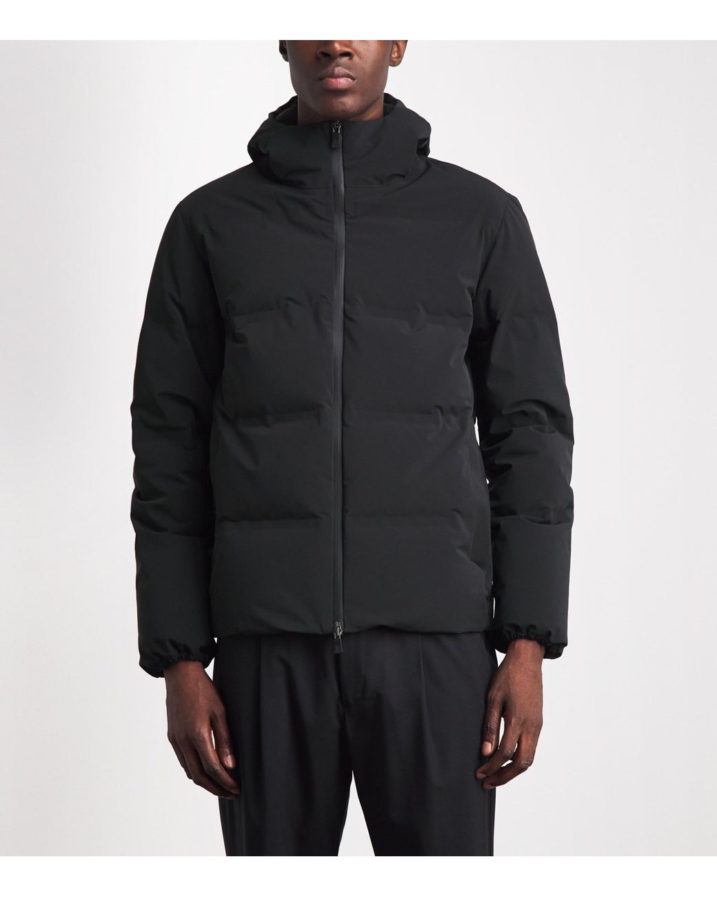Herno Black Waterproof Hooded Down Jacket for men