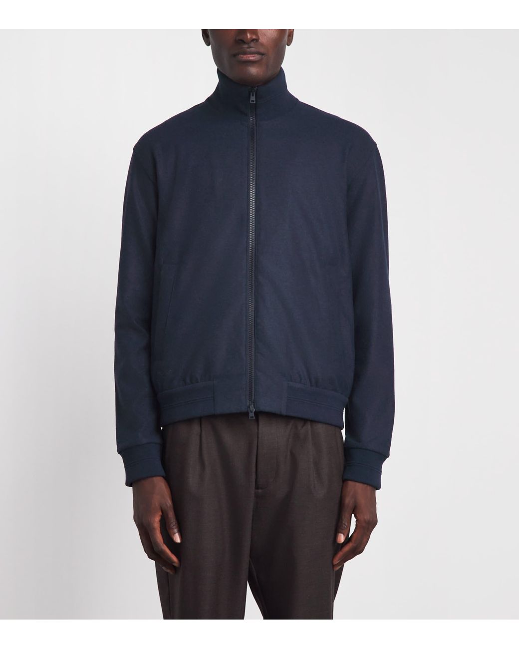 Herno Blue Knitted Bomber Jacket for men