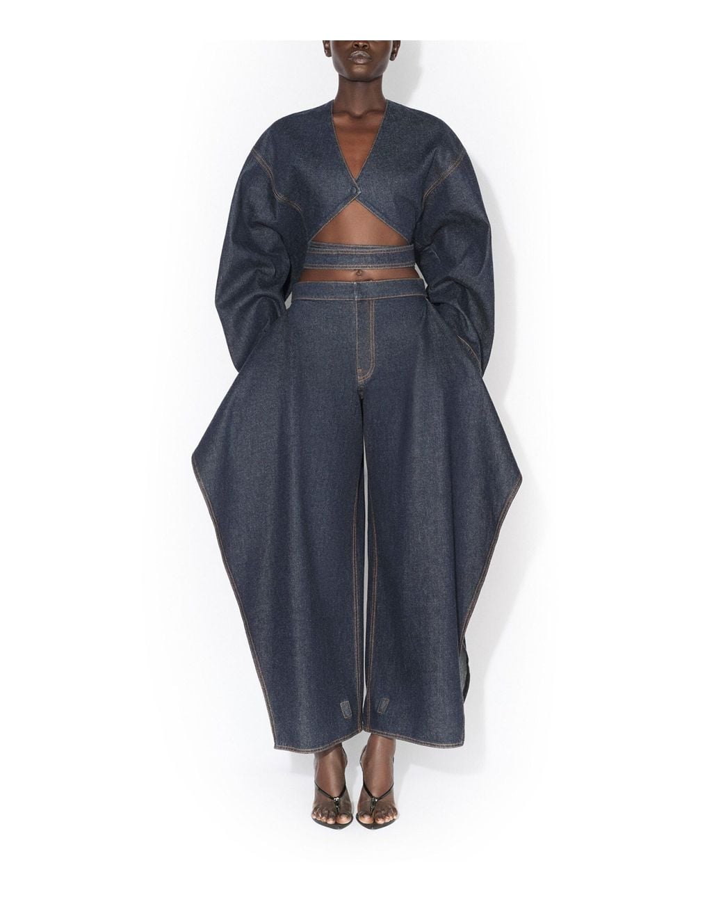 Alaïa Blue Cut-Out Cropped Denim Jacket