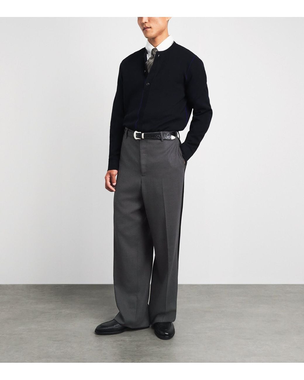 Paul Smith Gray Wool Relaxed Pleated Trousers for men