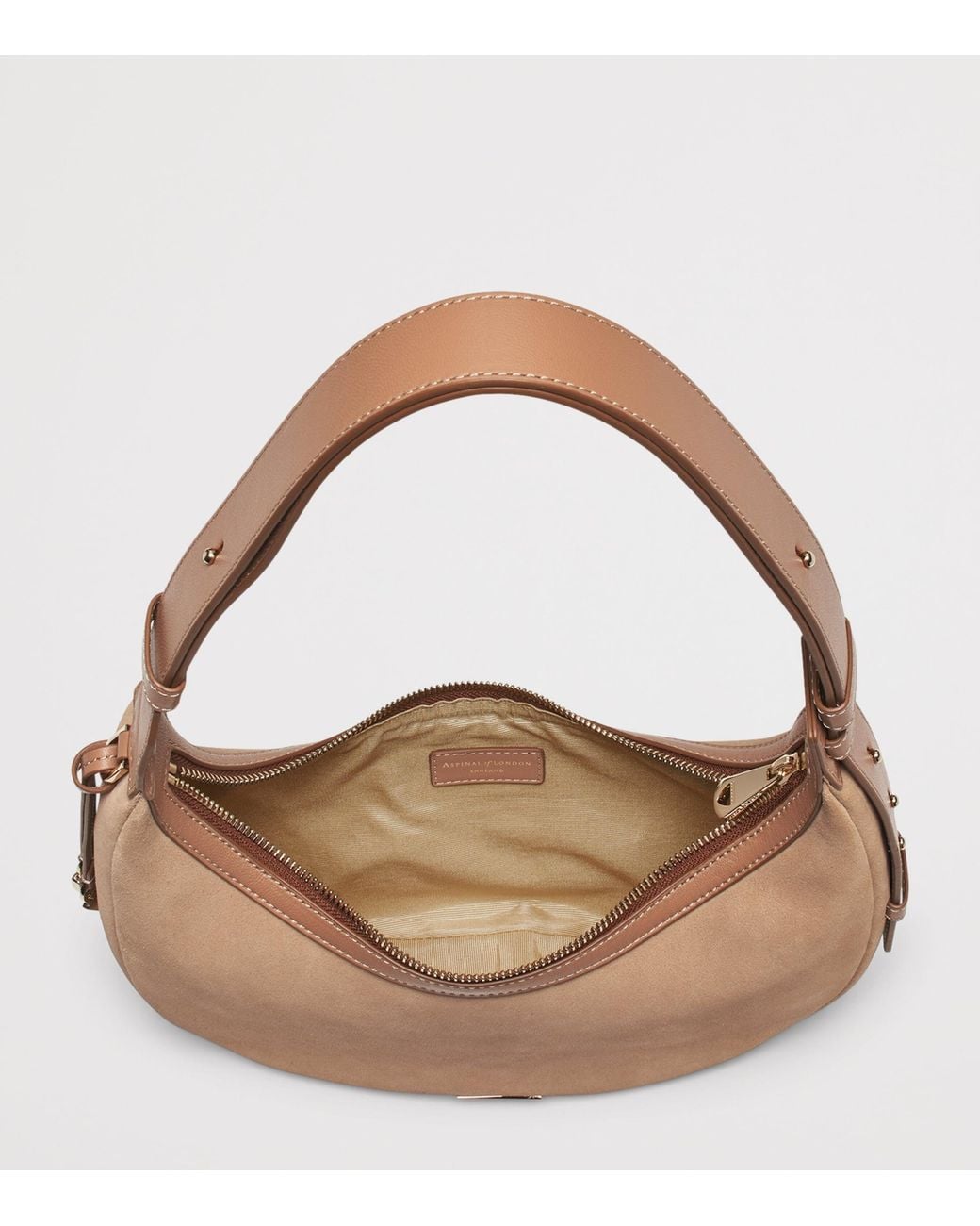 Aspinal Natural Small Leather Soho Crescent Shoulder Bag