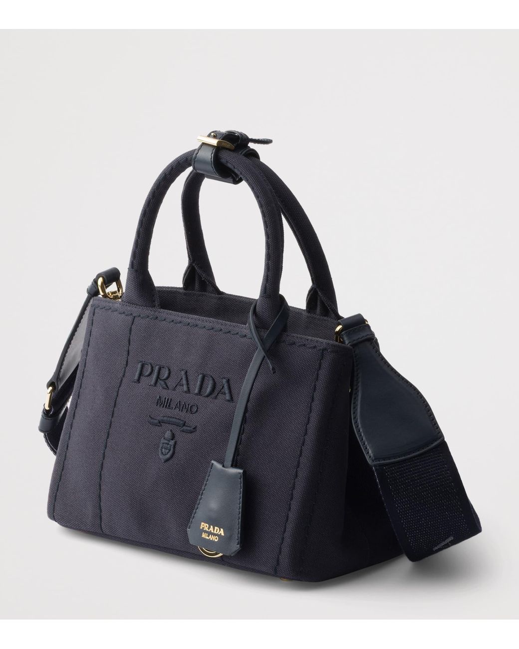 Prada Black Mini Cotton Jardinière Tote Bag