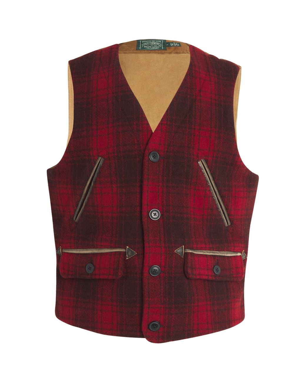 Polo Ralph Lauren Wool Check Gilet in Red for Men Lyst UK