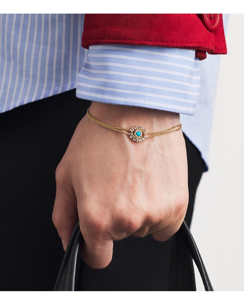 Suzanne Kalan Natural Diamond And Evil Eye Chain Bracelet