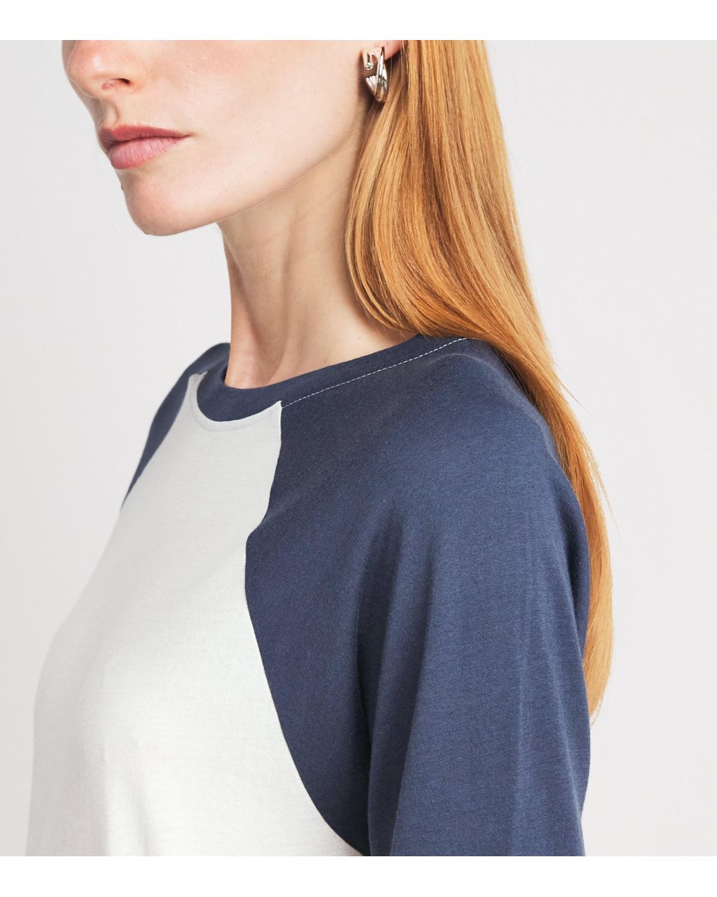 ÉTERNE Blue Cotton-Modal Baseball T-Shirt