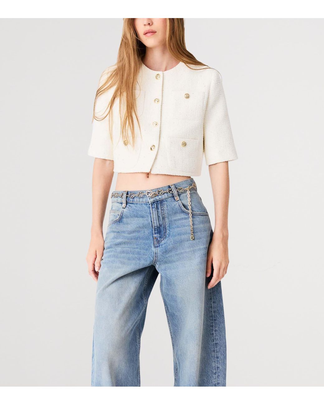 Maje Natural Tweed Cropped Jacket