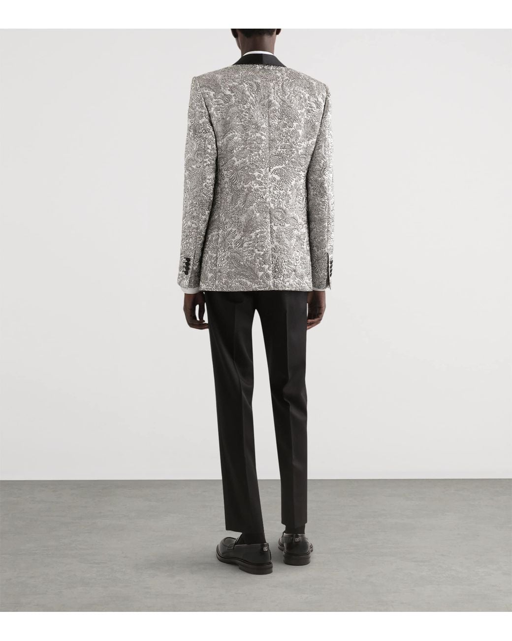 Dolce & Gabbana Black Floral Lamé Blazer for men