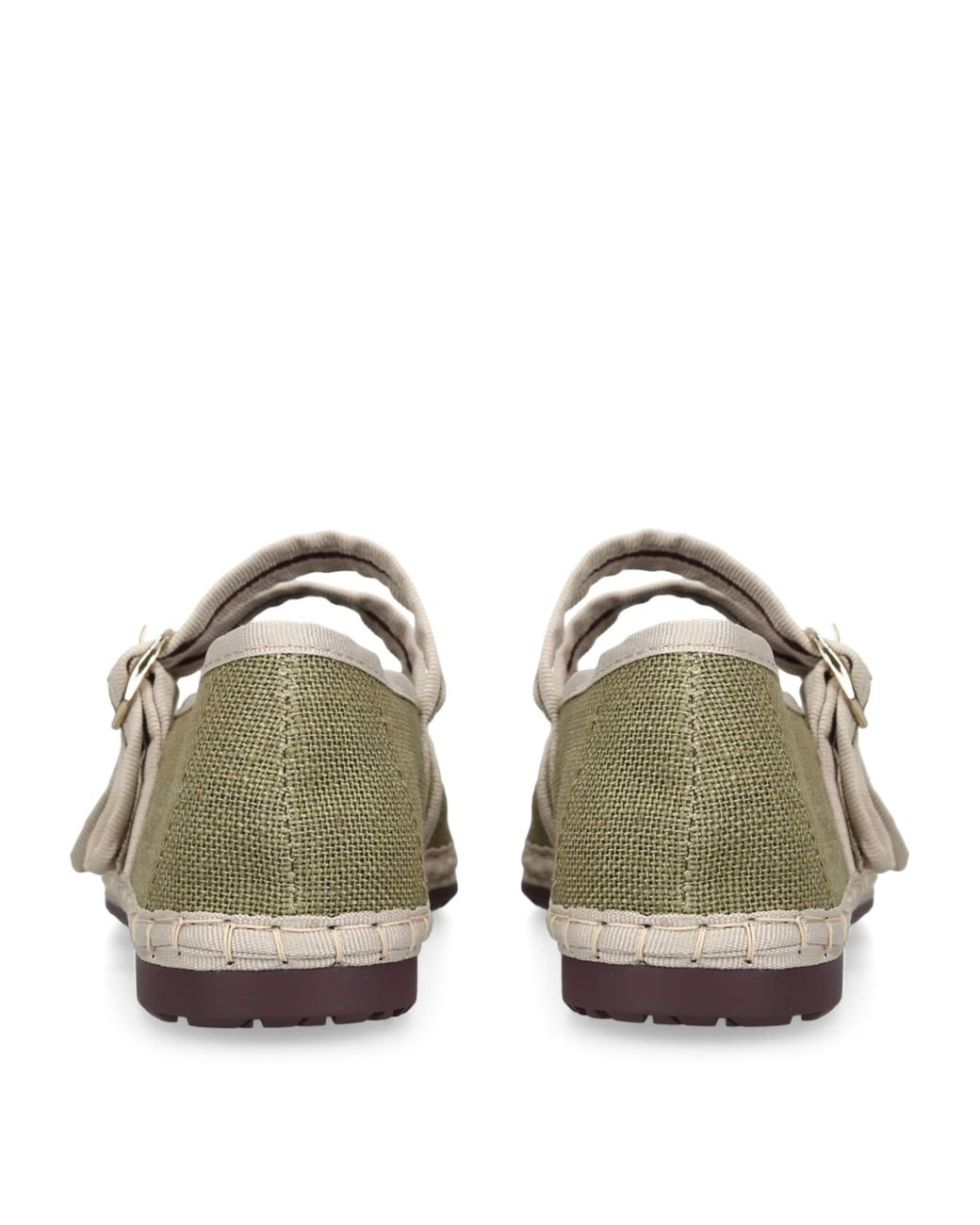 Flabelus Green Linen-Blend Claire Ballet Flats