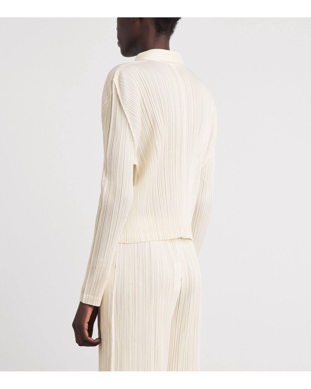 Pleats Please Issey Miyake White Monthly Colors August Zip-Up Cardigan