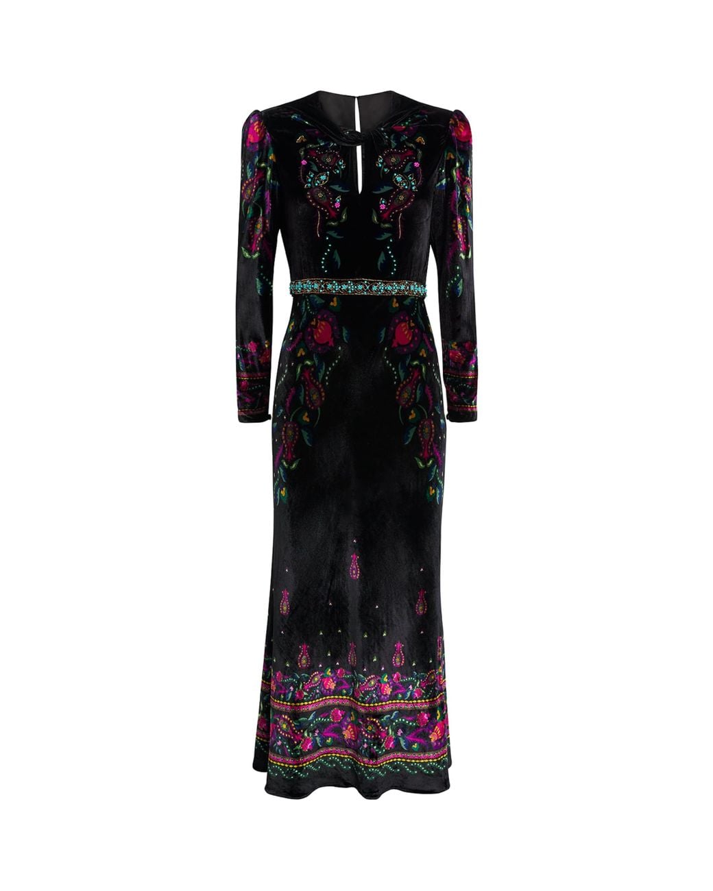 Saloni Velvet Beaded Claudia Midi Dress in Black | Lyst Saloni Velvet Beaded Claudia Midi Dress in Black | Lyst