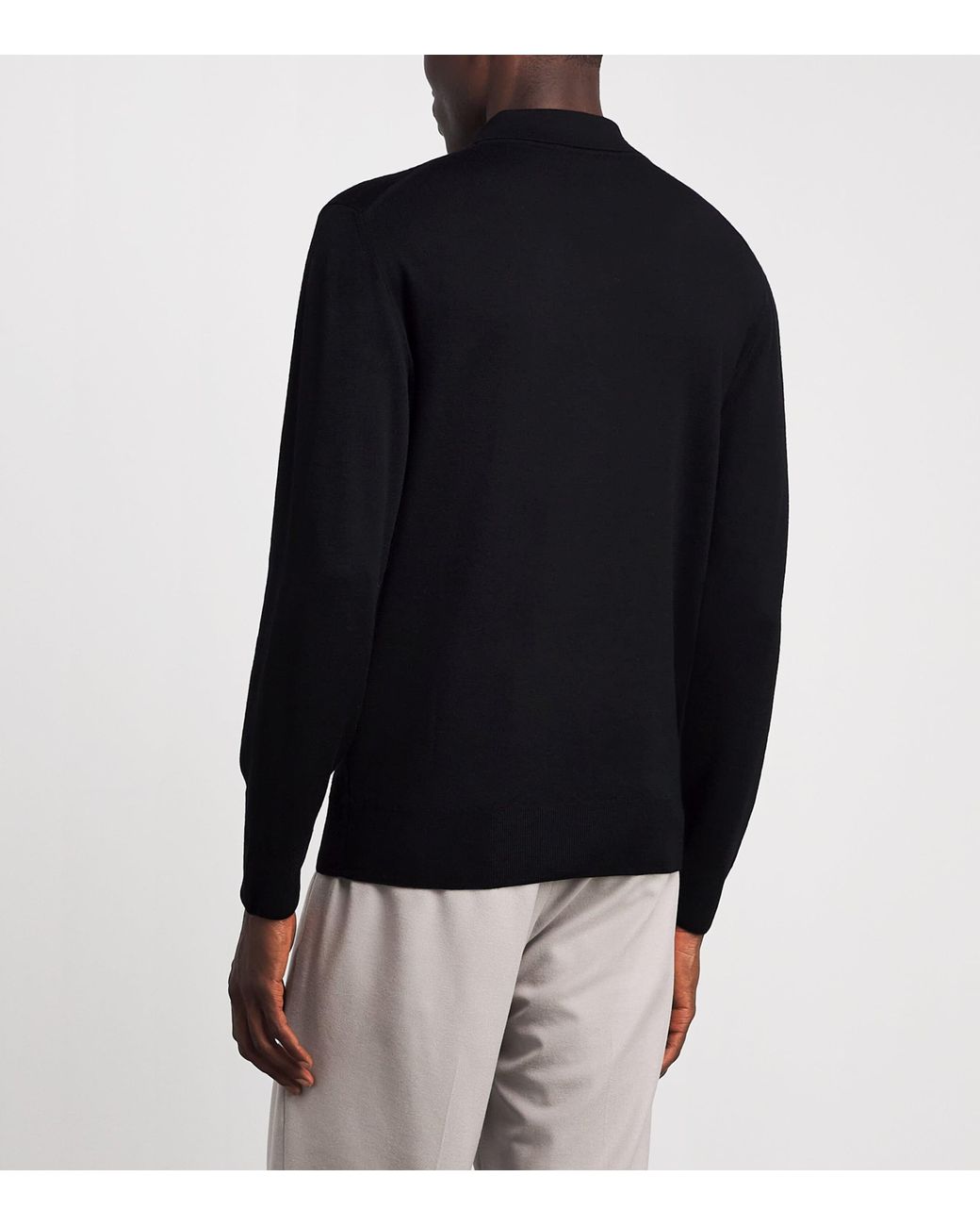 Canali Blue Wool Quarter-Zip Polo Sweater for men