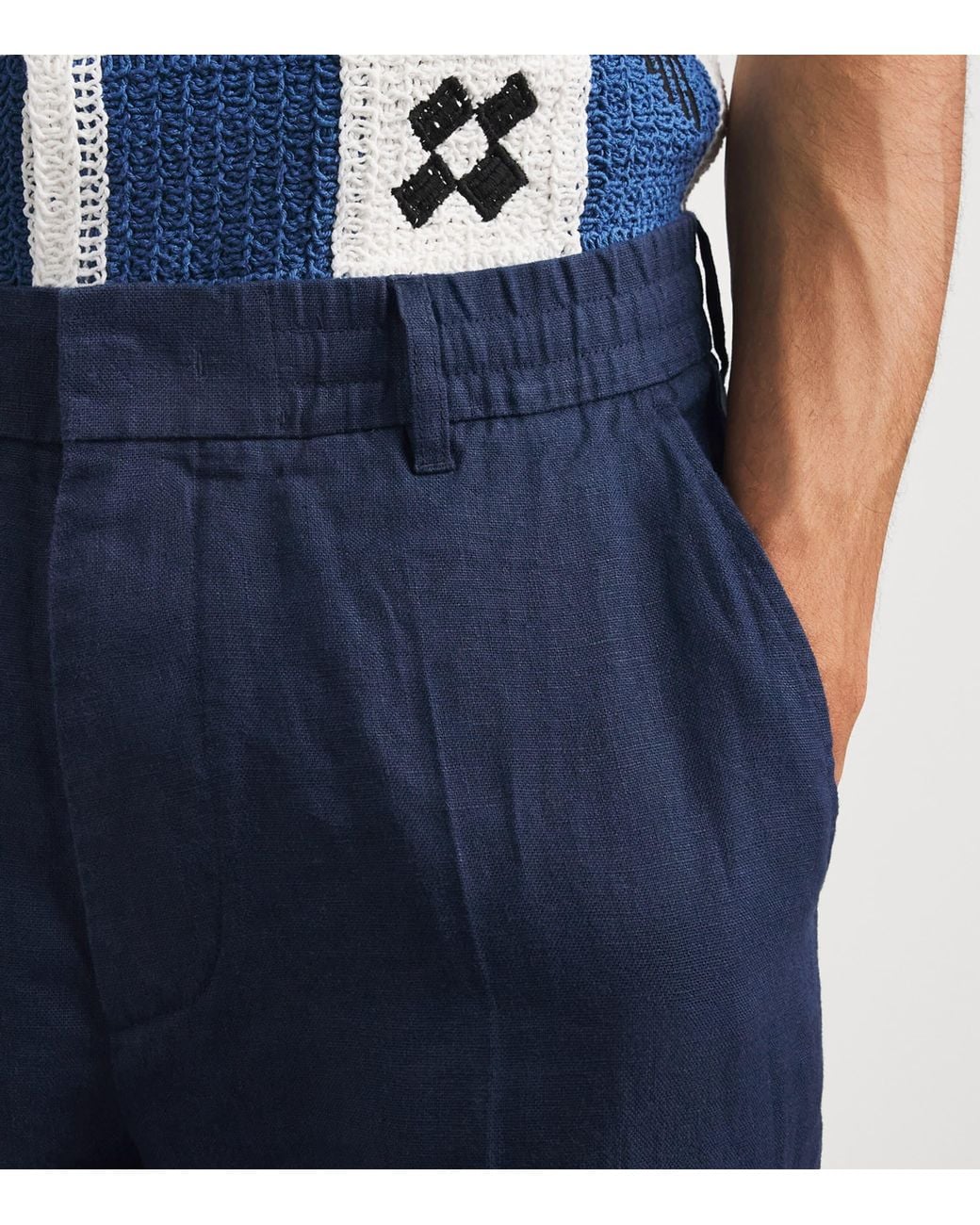 NN07 Blue Linen Billie Trousers for men
