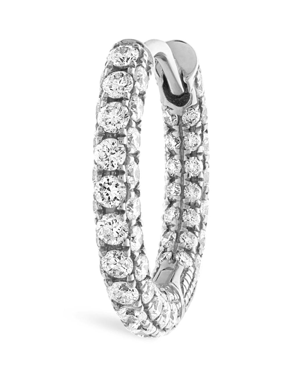 Maria Tash White Diamond Five Row Pavé Single Hoop Earring