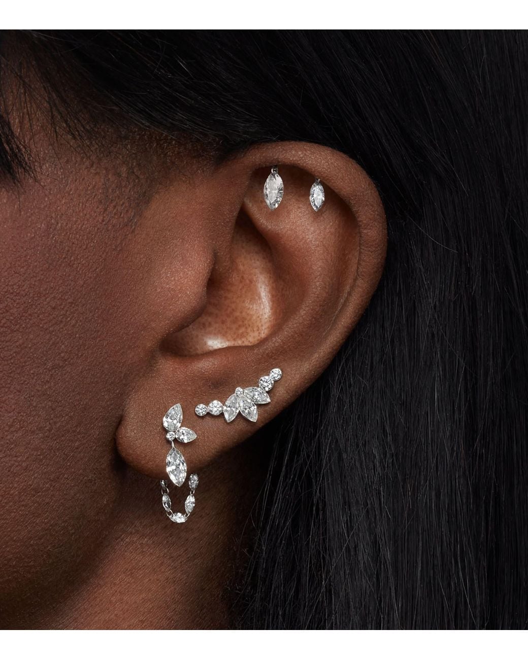 Maria Tash White Grand Marquise Pear Diamond Echo Earring